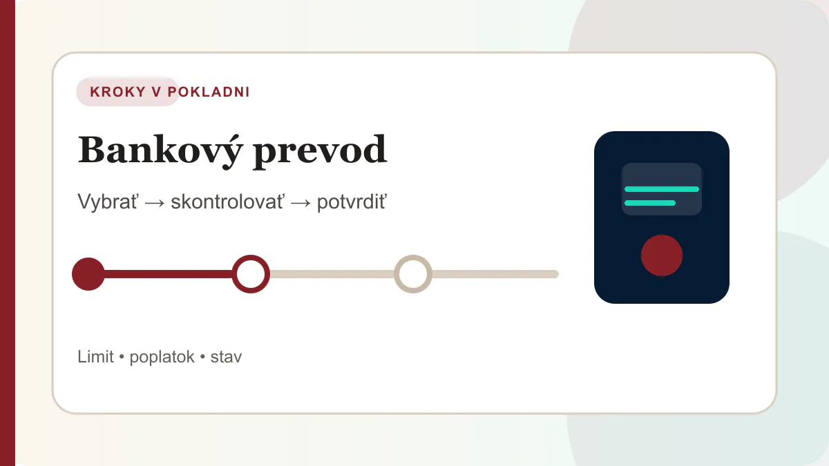 Kroky v pokladni pre bankový prevod