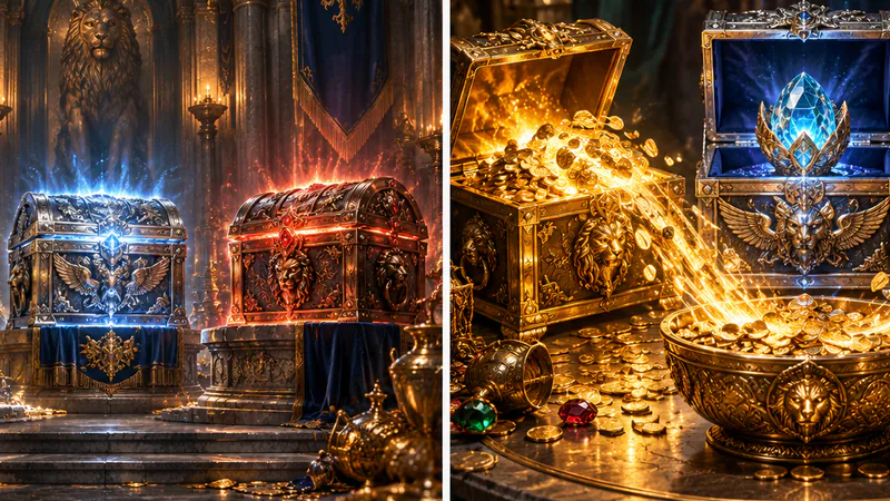 3 Golden Chests – Pile Feature a truhlice Boost, Mystery, Collect